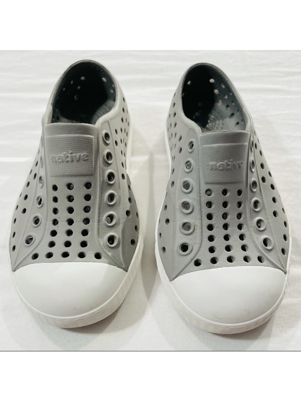 Native Jefferson Shoes Boys 6 C6 Girls Pigeon Grey Water White Toddlers Preppy
